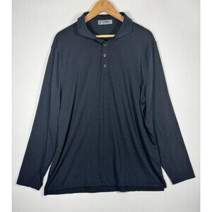 G/Fore Merino‎ Blend Polo Shirt Mens XL Black Onyx Long Sleeve Golf Lightweight